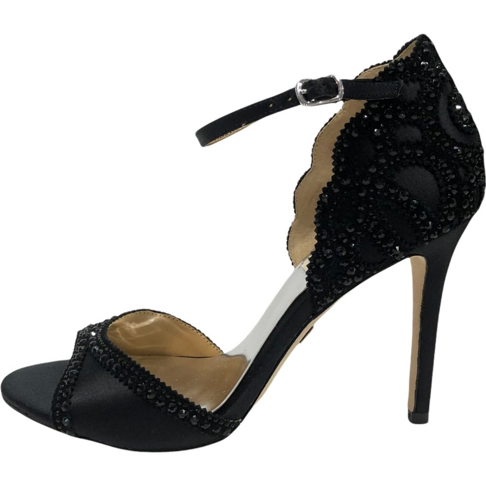 RARE Badgley Mischka Roxy Studded Satin Peep Toe